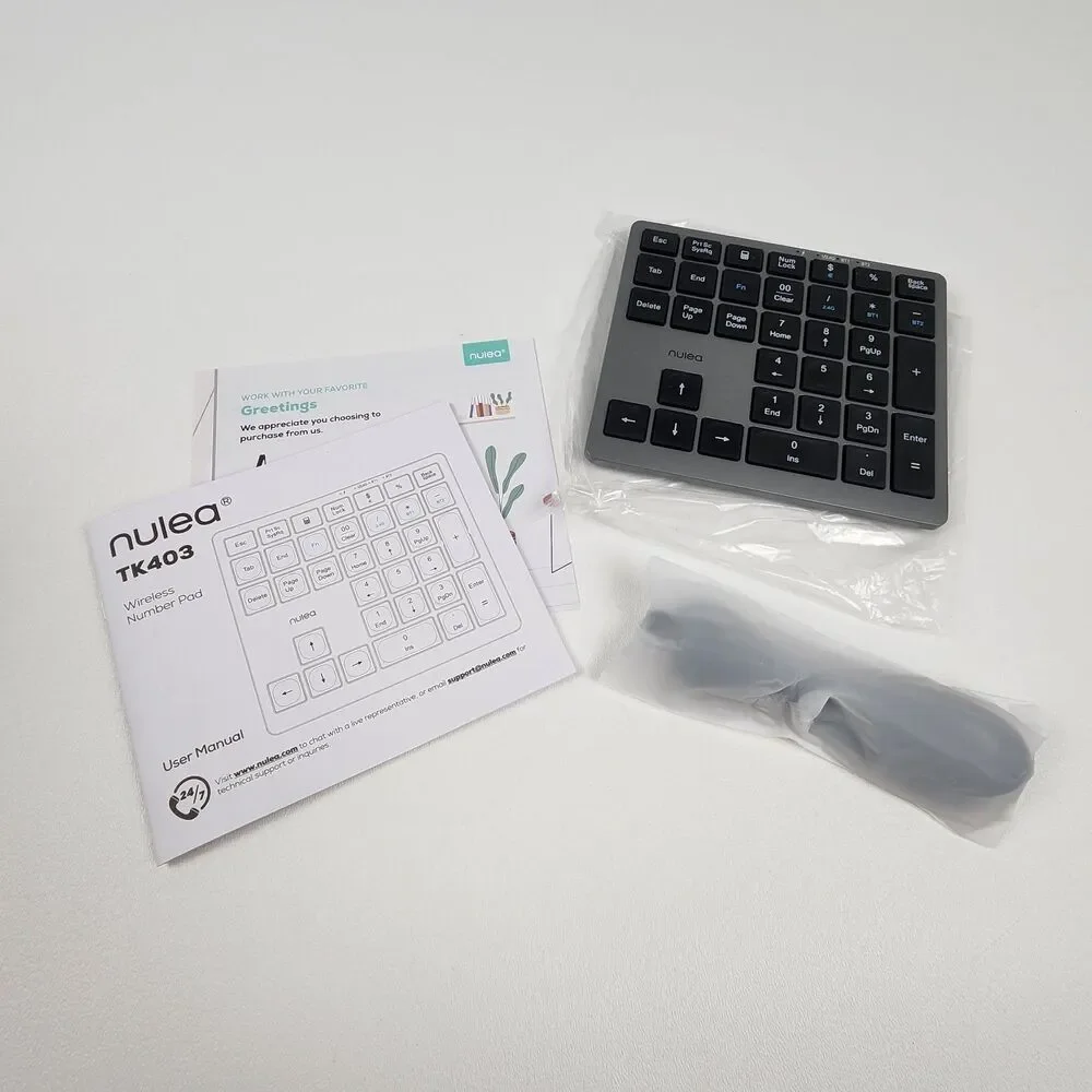 Nulea Wireless Number Pad TK403 BT 5.0 2.4G USB-C Rechargeable Numeric Keyboard